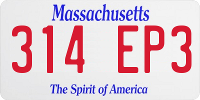 MA license plate 314EP3