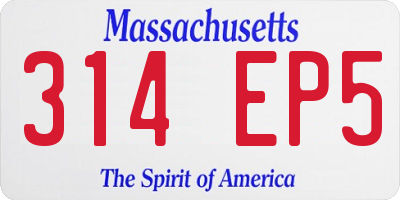 MA license plate 314EP5