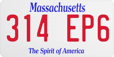 MA license plate 314EP6