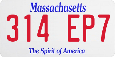 MA license plate 314EP7
