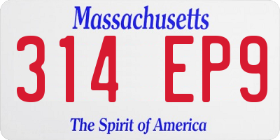 MA license plate 314EP9
