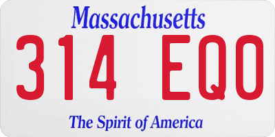 MA license plate 314EQ0