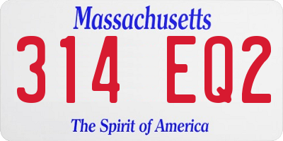 MA license plate 314EQ2