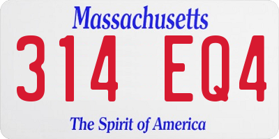MA license plate 314EQ4