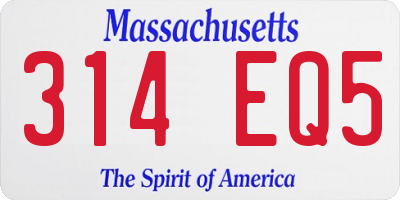 MA license plate 314EQ5