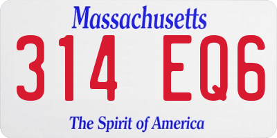 MA license plate 314EQ6