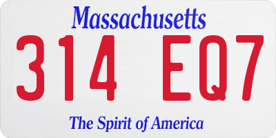 MA license plate 314EQ7