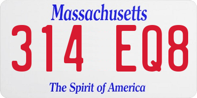 MA license plate 314EQ8