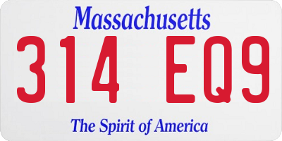 MA license plate 314EQ9