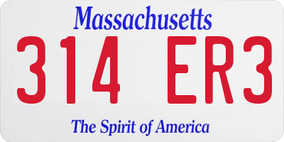 MA license plate 314ER3