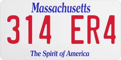 MA license plate 314ER4