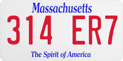 MA license plate 314ER7