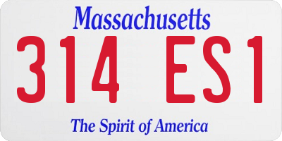MA license plate 314ES1