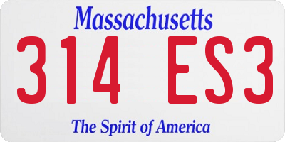 MA license plate 314ES3