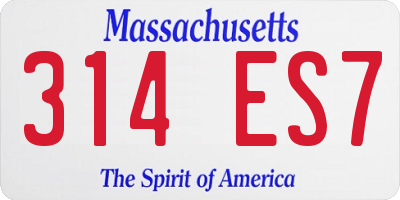 MA license plate 314ES7
