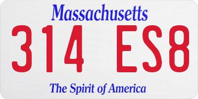 MA license plate 314ES8