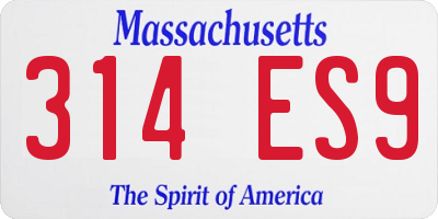 MA license plate 314ES9