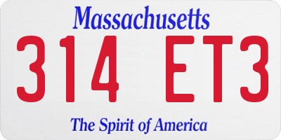 MA license plate 314ET3