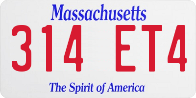 MA license plate 314ET4