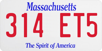 MA license plate 314ET5