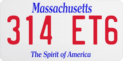 MA license plate 314ET6