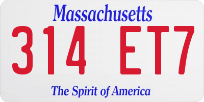 MA license plate 314ET7