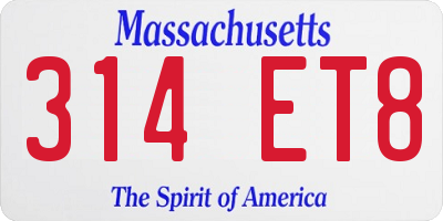 MA license plate 314ET8