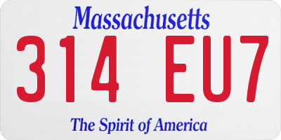 MA license plate 314EU7