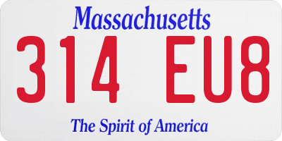 MA license plate 314EU8