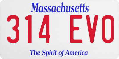 MA license plate 314EV0