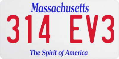 MA license plate 314EV3