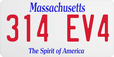 MA license plate 314EV4