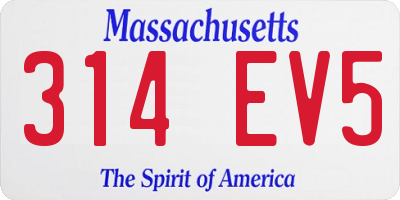 MA license plate 314EV5