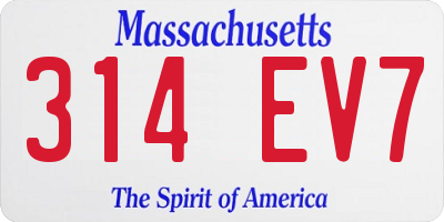 MA license plate 314EV7