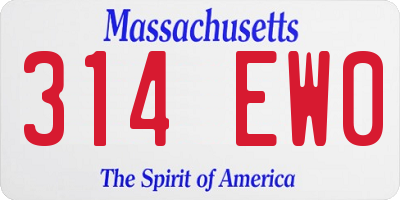 MA license plate 314EW0