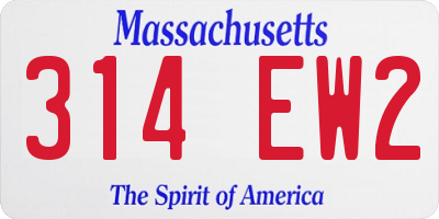 MA license plate 314EW2