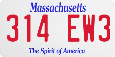 MA license plate 314EW3