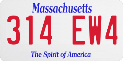 MA license plate 314EW4