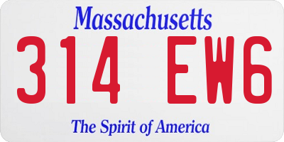 MA license plate 314EW6