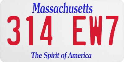 MA license plate 314EW7