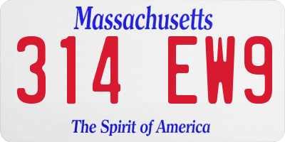 MA license plate 314EW9
