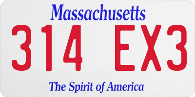 MA license plate 314EX3