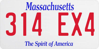 MA license plate 314EX4