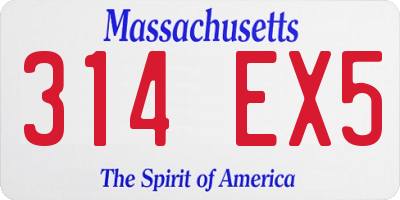 MA license plate 314EX5