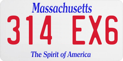 MA license plate 314EX6