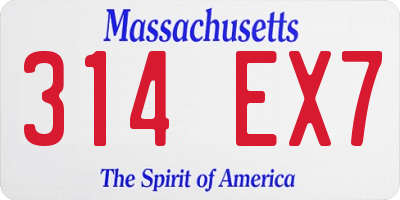 MA license plate 314EX7