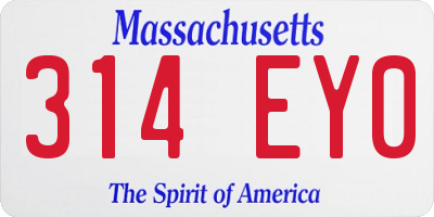 MA license plate 314EY0