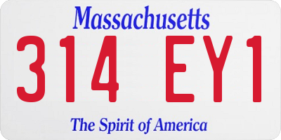 MA license plate 314EY1