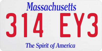 MA license plate 314EY3