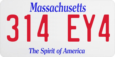 MA license plate 314EY4